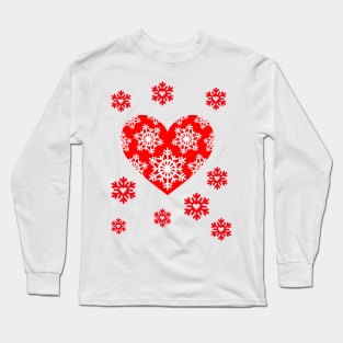 Valentine snowflakes with romantic snowflake heart Winter Valentine's Day Long Sleeve T-Shirt